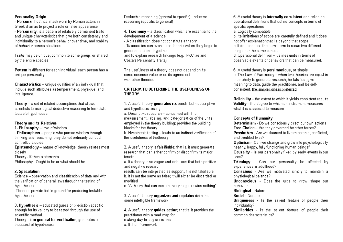 Personality Theories: Understanding Traits and Their Origins (PSY 101 ...