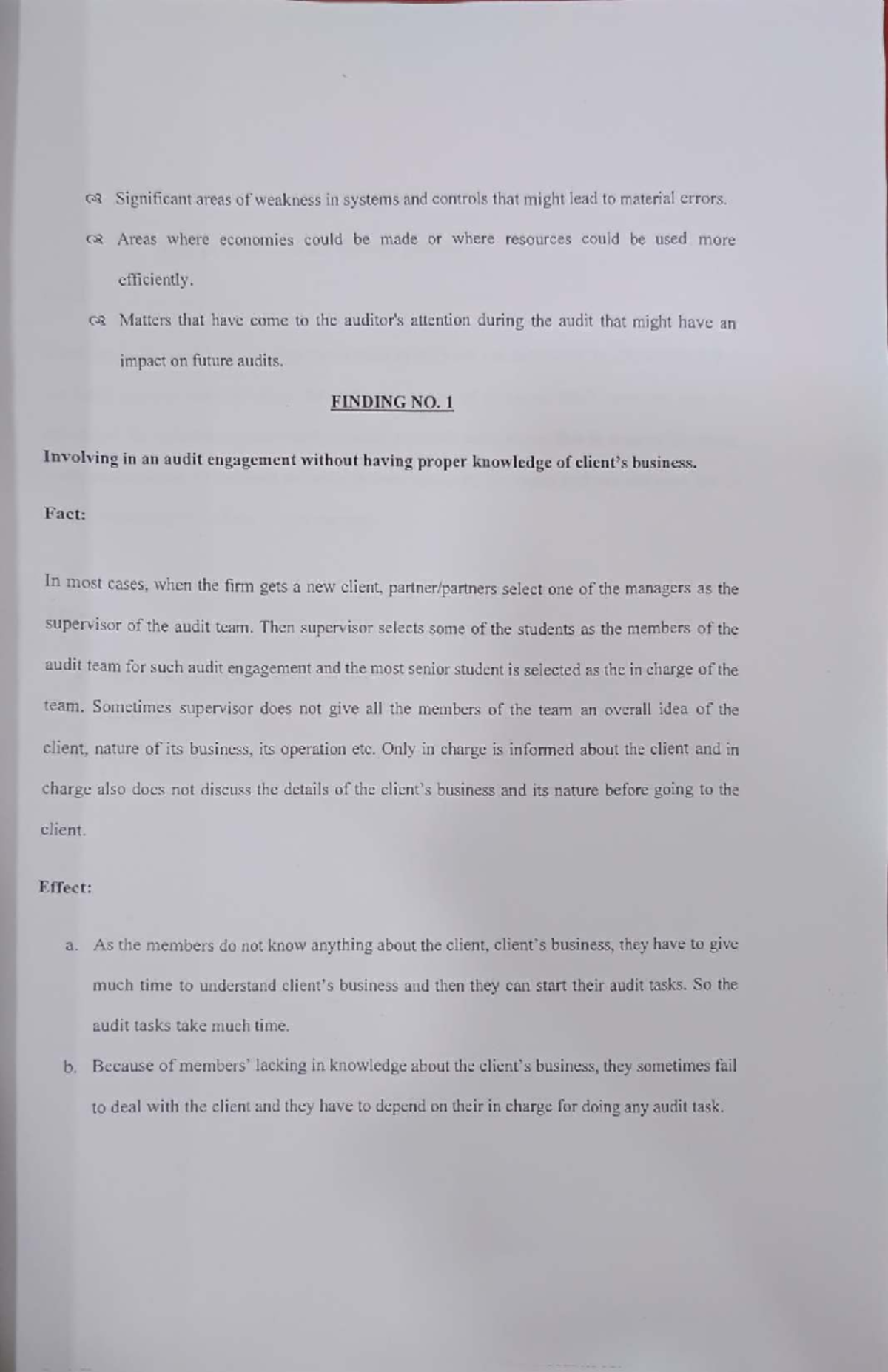 RITVI GROUP Audit Findings and Internal Control Evaluation Report - Studocu
