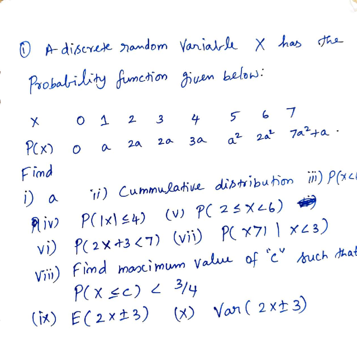 MATH 101: Random Variable Test Questions - Studocu