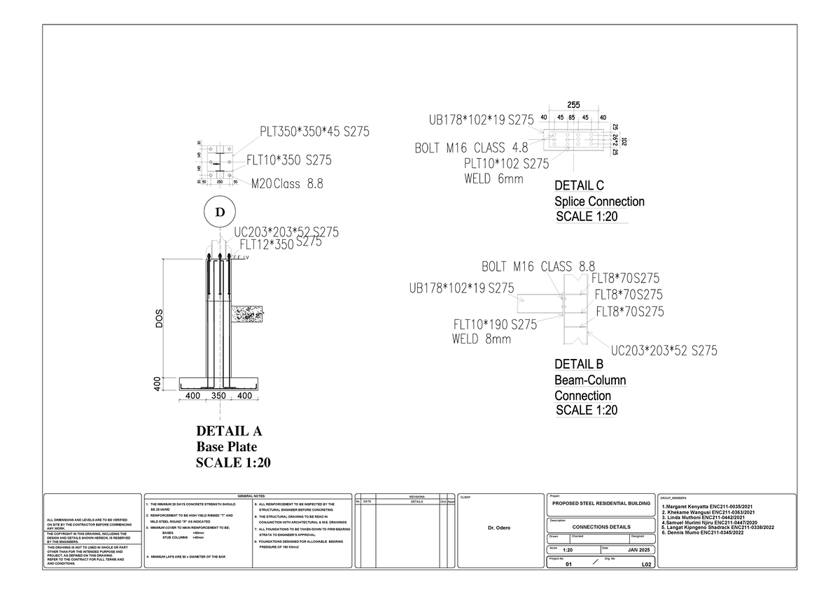Connection Details for Residential Building - Project No. 01 L02 - Studocu