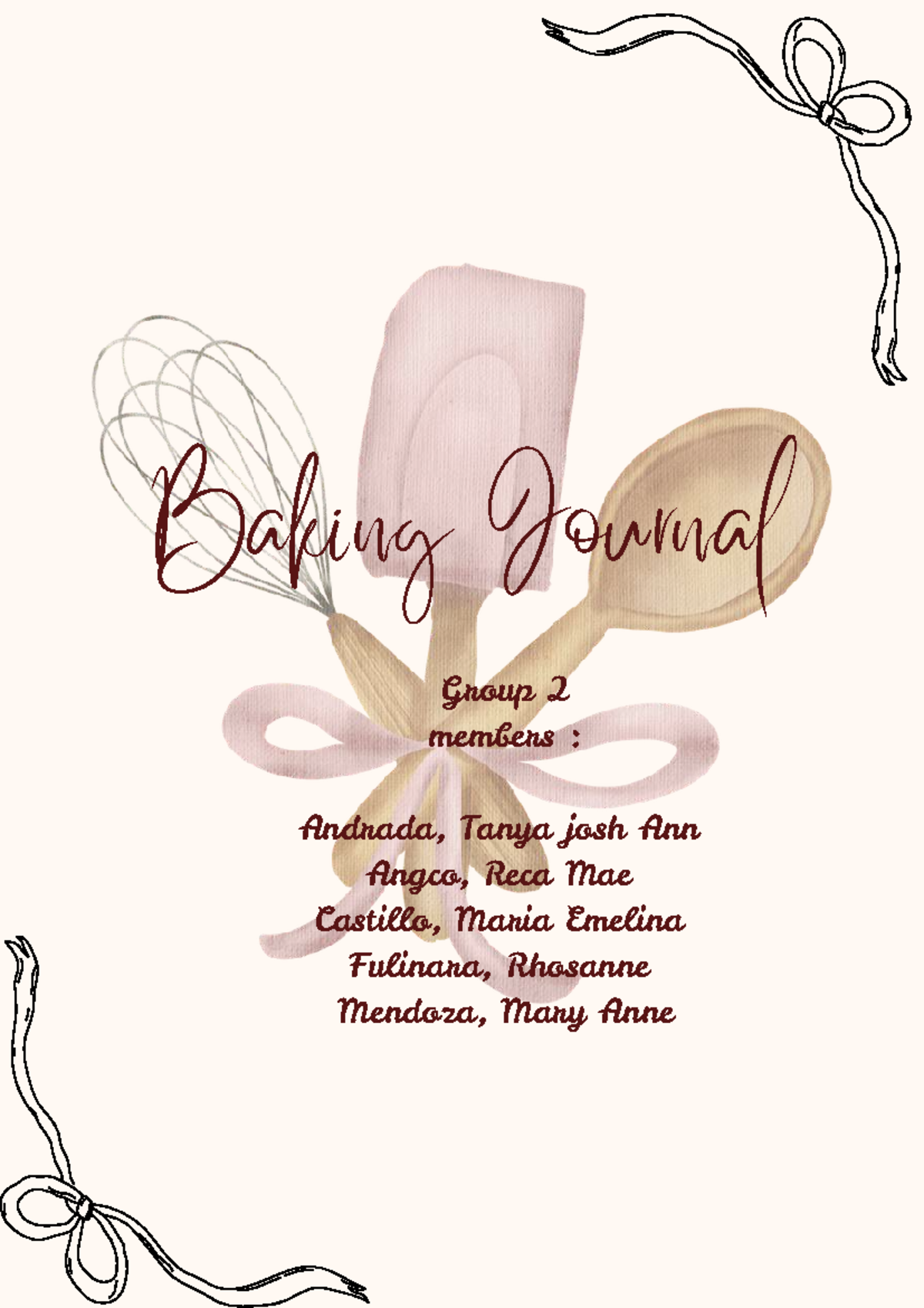 Baking Journal Group 2: Insights & Recipes for Midterms - Studocu