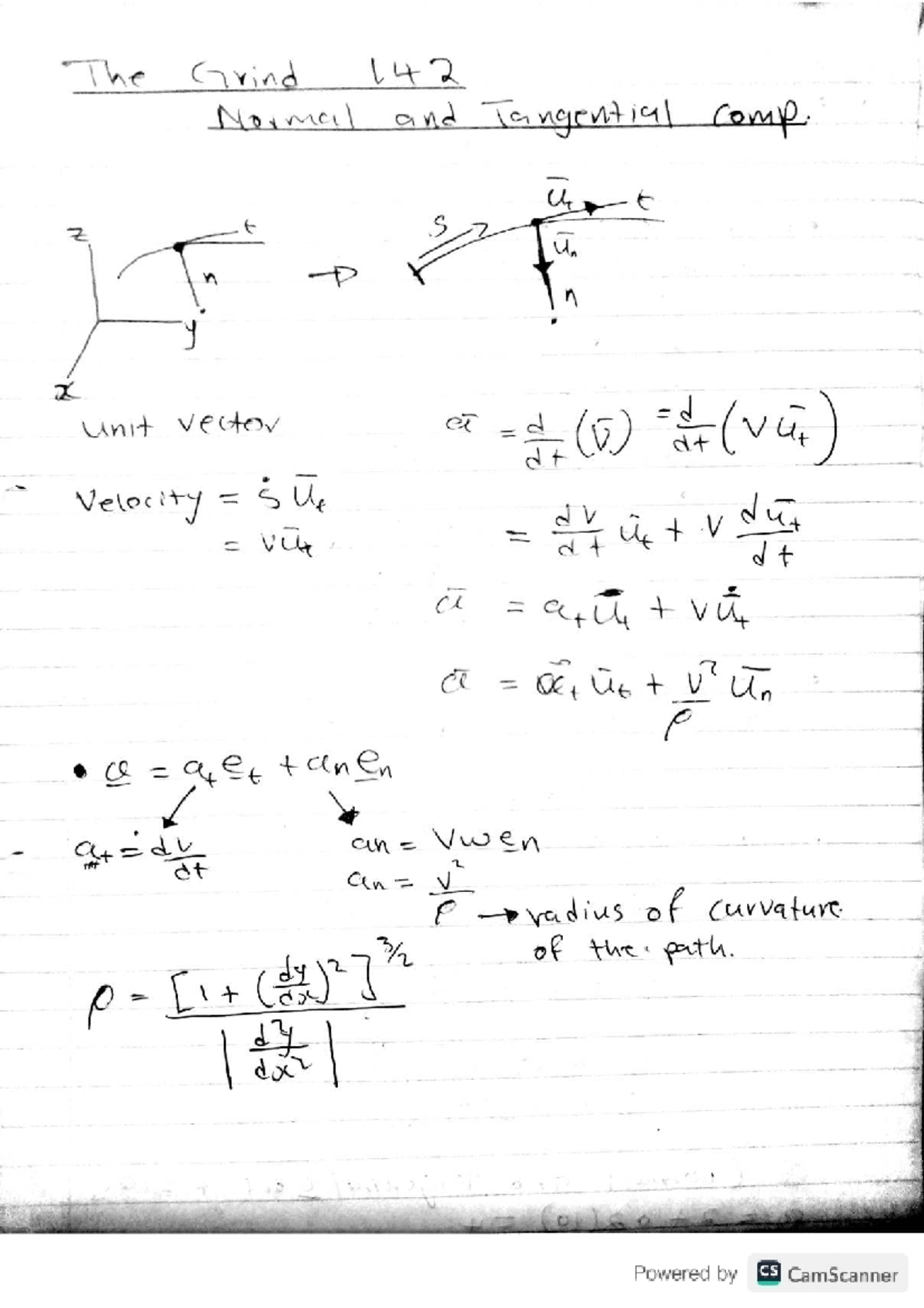 Normal and Tangential Components (142) - Study Notes - Studocu