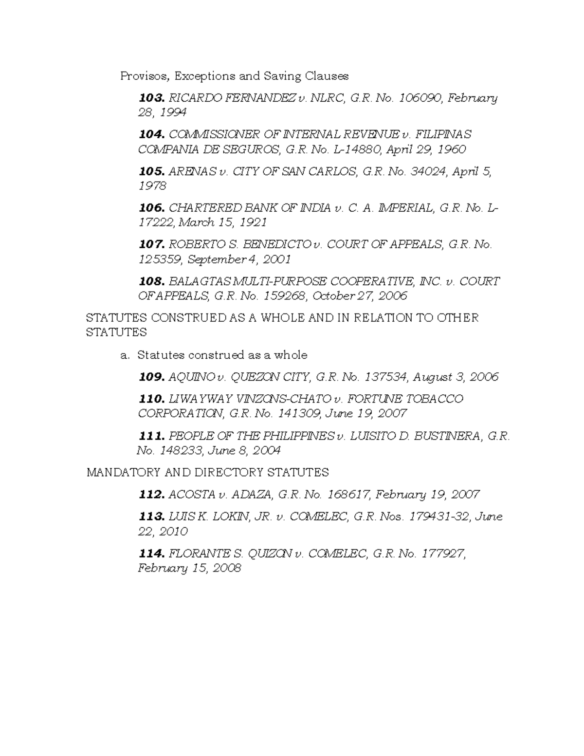 Provisos, exceptions, and saving clauses in case law (Assignment) - Studocu