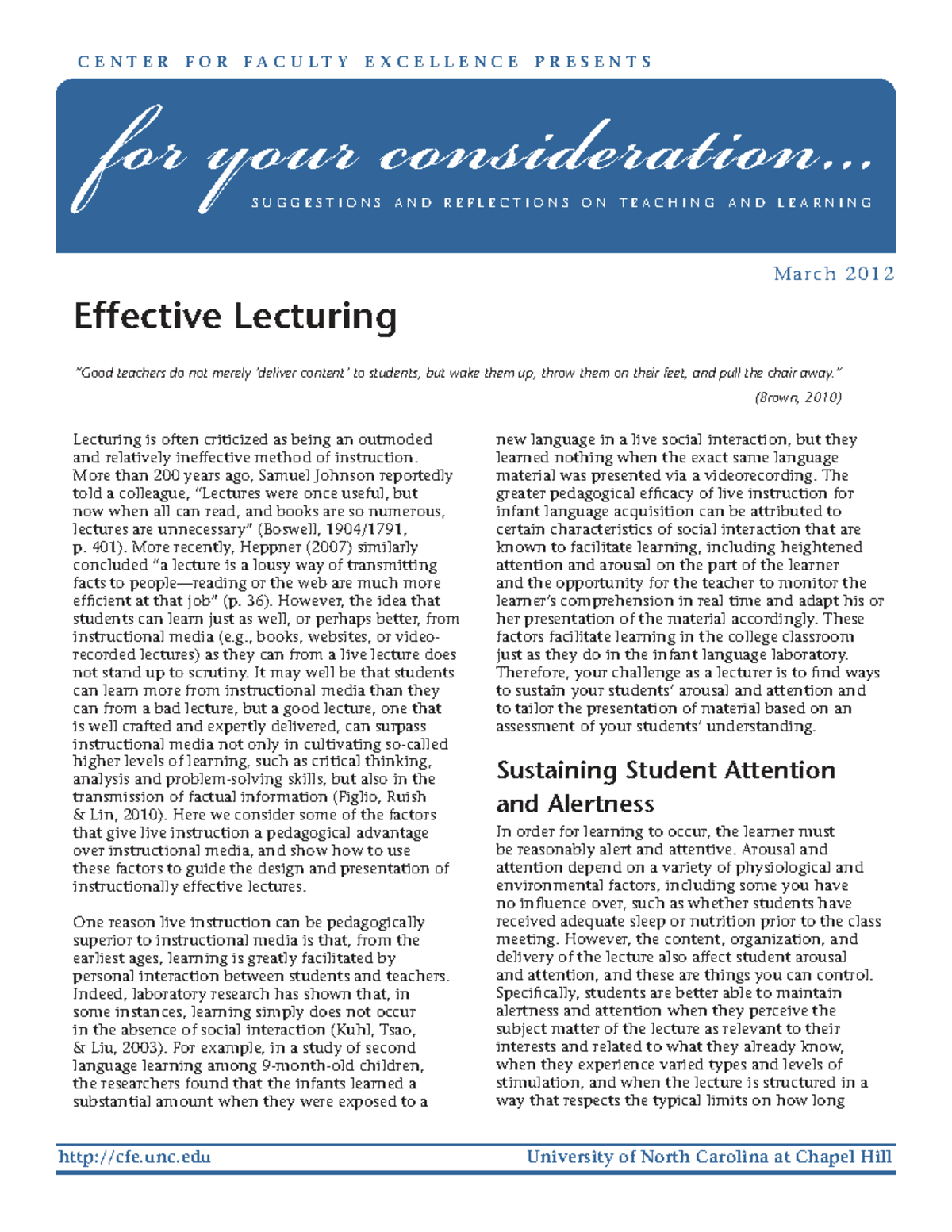 FYC6 - Effective Lecturing Strategies for Engaging Students - Studocu