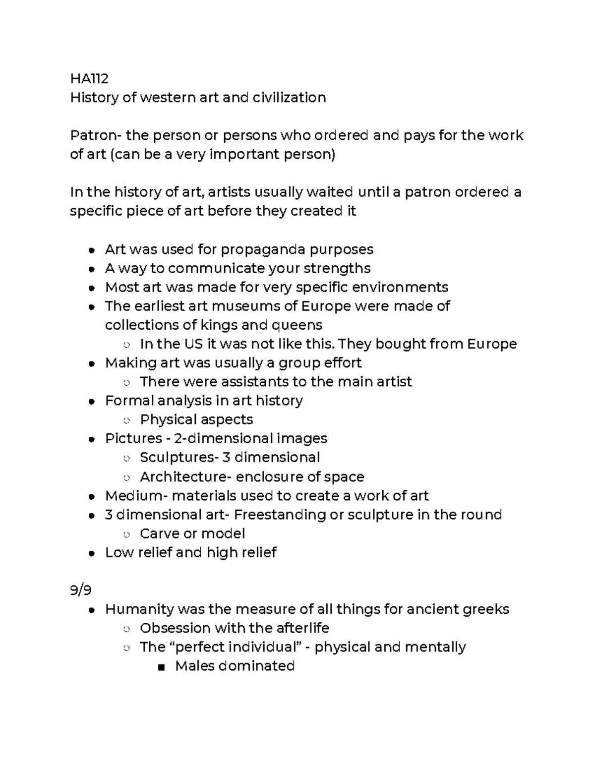 HA112(307) - Comprehensive Lecture Notes on Art History - Studocu