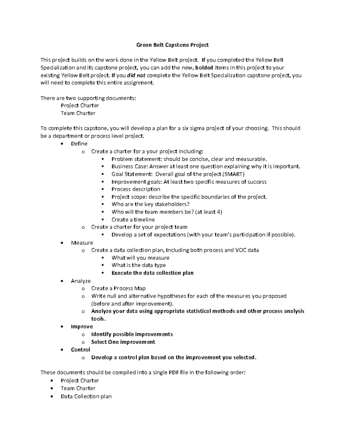 Six Sigma GB Capstone Project Instructions: A Comprehensive Guide - Studocu