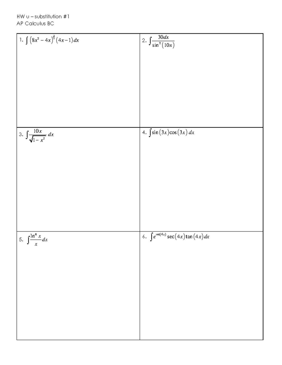 HW+u-sub+#1+-+blank+copy - ASL 201 - HW u – substitution AP Calculus BC ...
