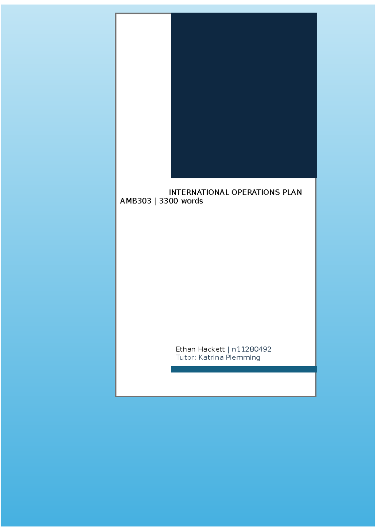 International Operations Plan: AMB303 Analysis & Recommendations - Studocu