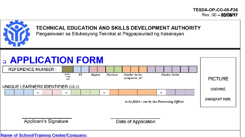 Application Form Updated - Rev. 00 7 TECHNICAL EDUCATION AND SKILLS ...