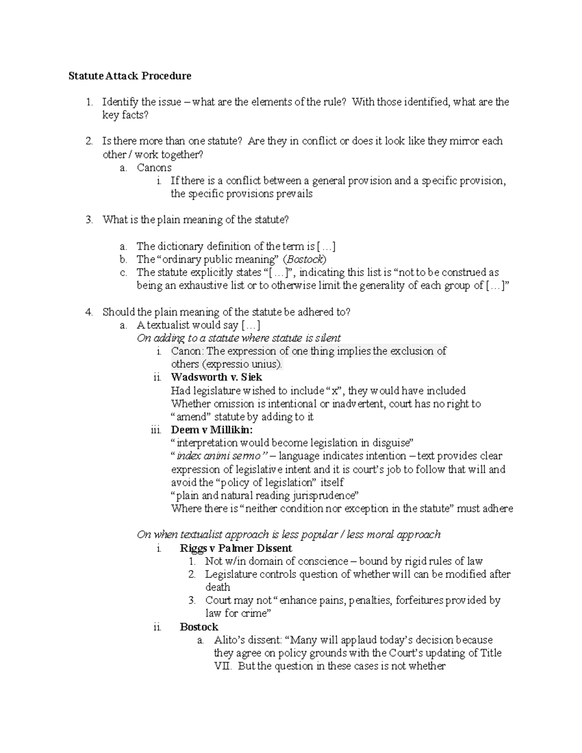 Statute Attack Procedure: Analysis Techniques and Interpretative ...