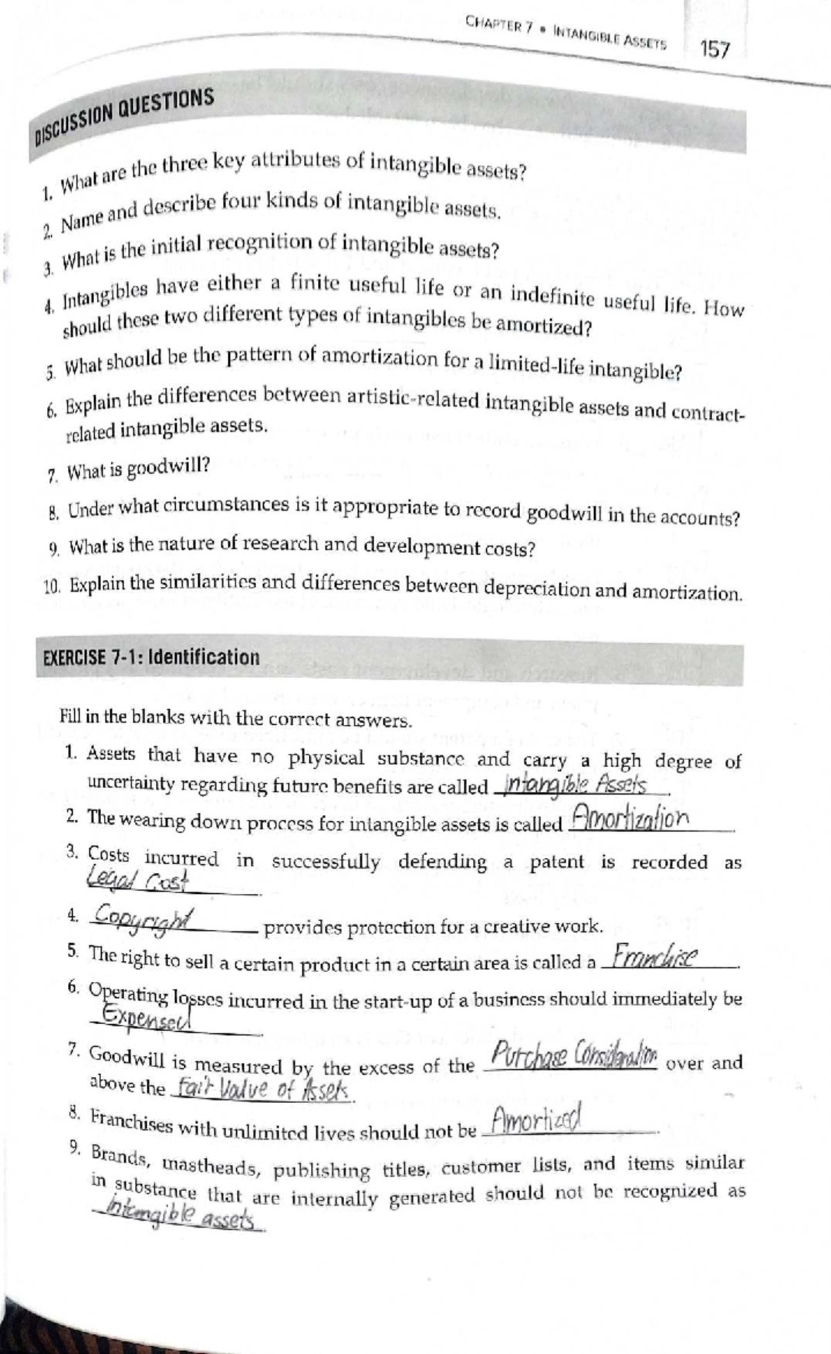 CHAPTER 7 INTANGIBLE ASSETS: DISCUSSION QUESTIONS & EXERCISES - Studocu