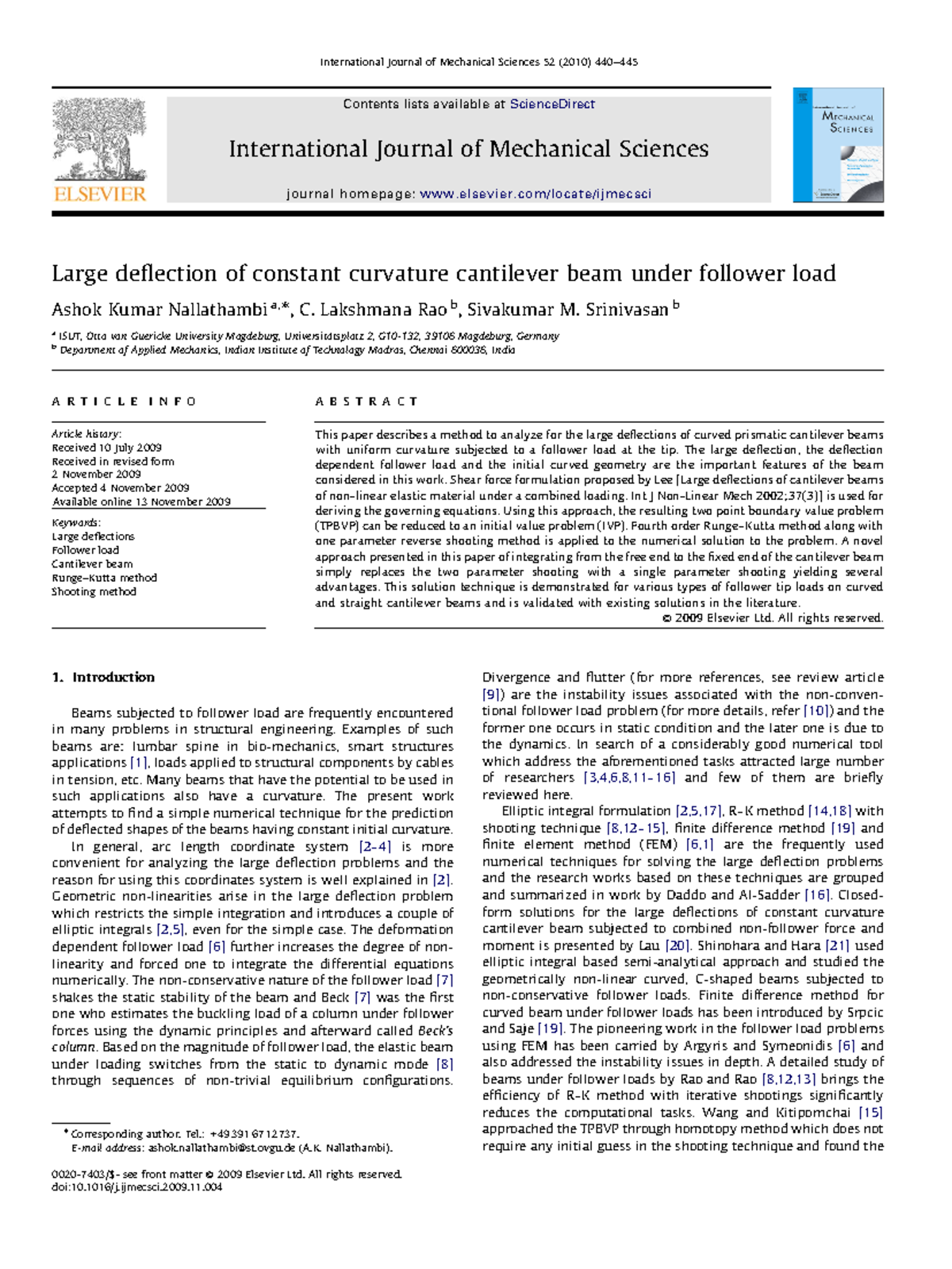Large Deflection of Curved Cantilever Beam Under Follower Load (IJMEC ...