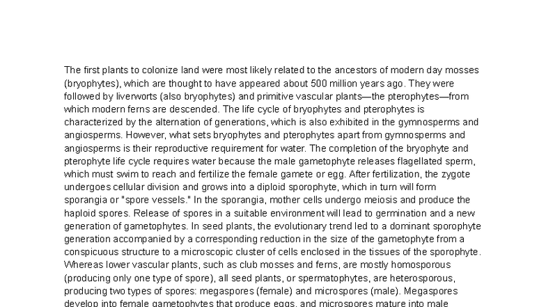 Biology 26: Seed Plant Evolution and Adaptations Notes - Studocu
