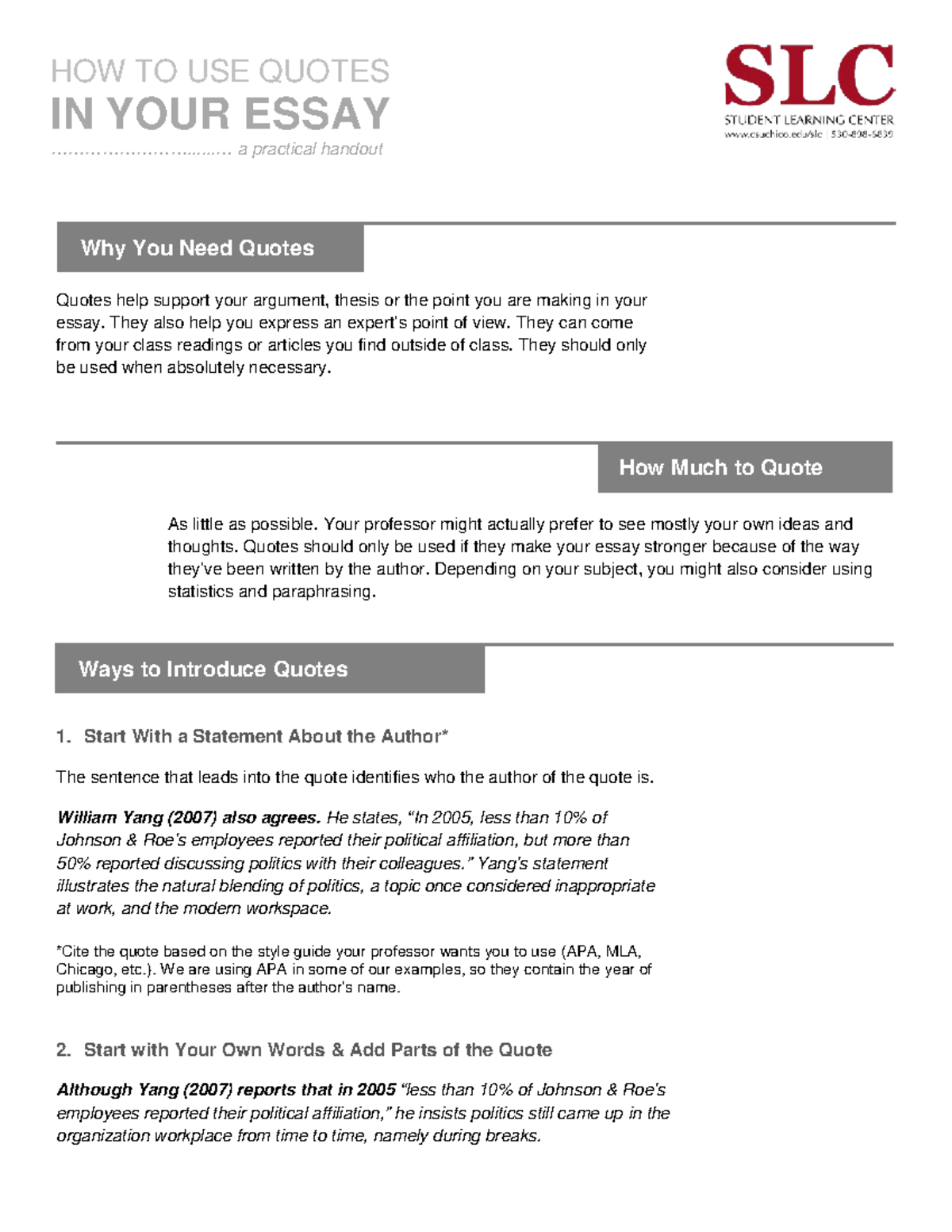 Essential Guide to Using Quotes in Your Essay (SLC) - Studeersnel