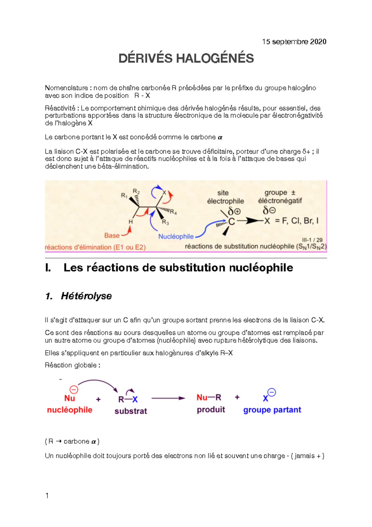 CM2 - Réactions des Dérivés Halogénés et Mécanismes SN/E1/E2 - Studocu
