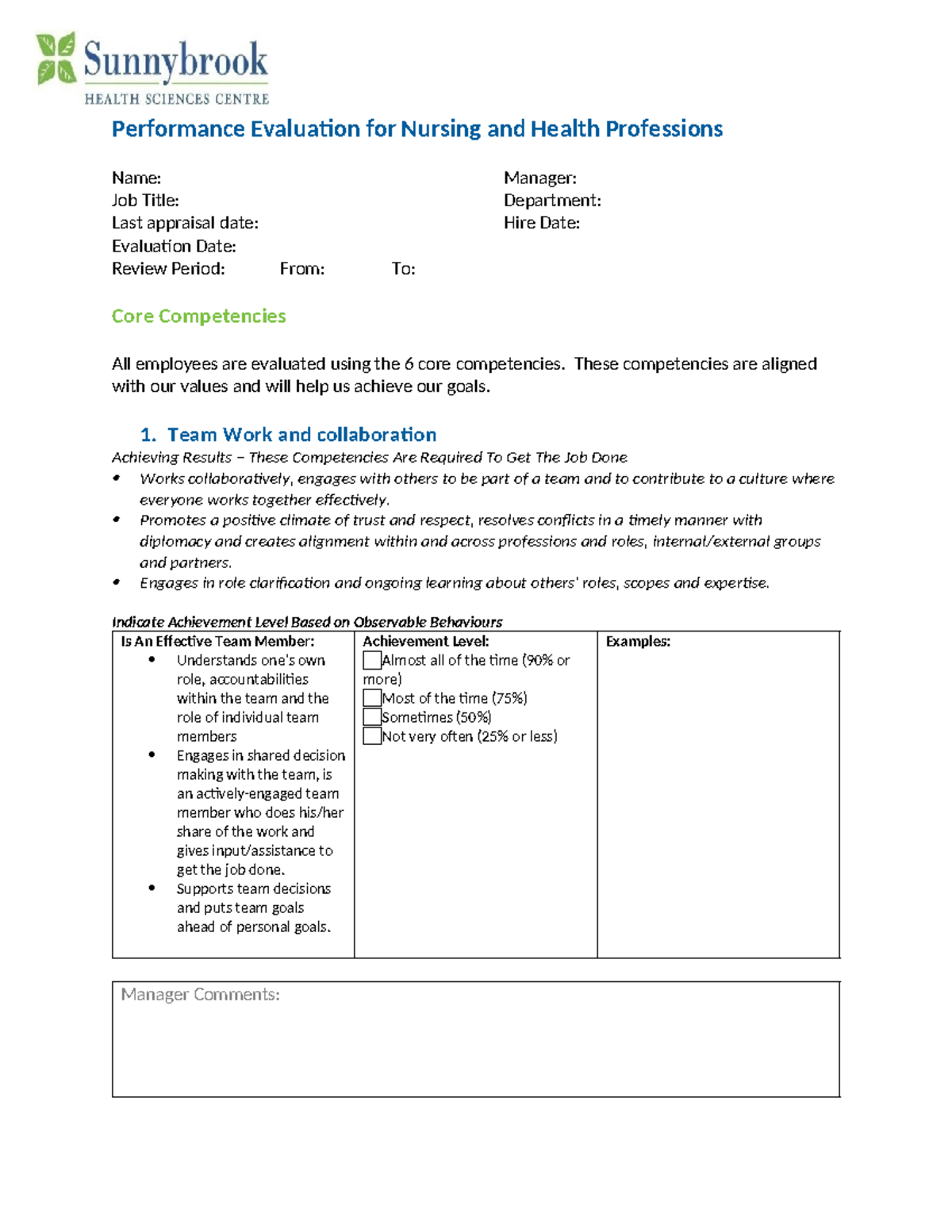 Nursing and Health Discipline Performance Review (002) - Performance ...