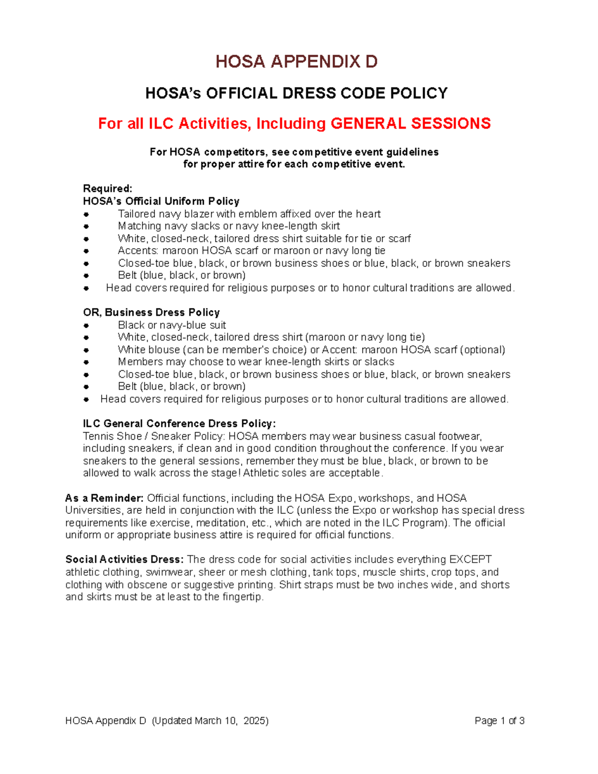 hosa dress code Hosa Dress Code Men |