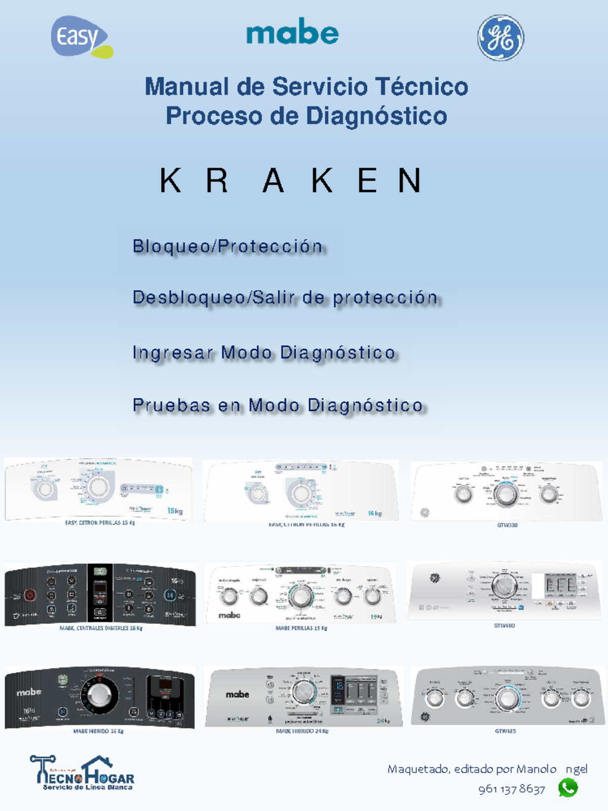 Manual de Servicio Técnico: Diagnóstico Lavadoras KRAKEN TH - Document Preview