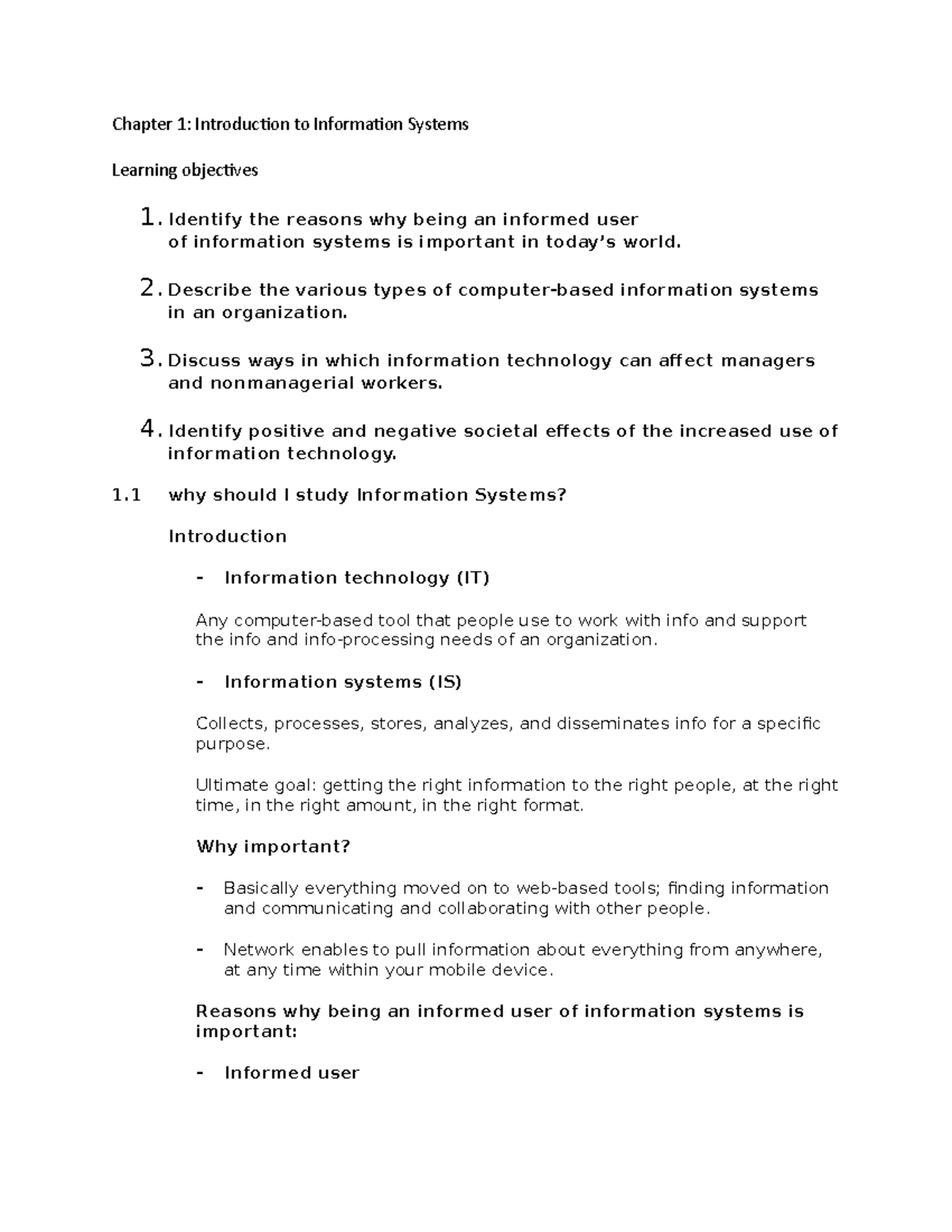 ADMS 2511 Simple Notes on Information Systems Chapter 1 Overview - Studocu