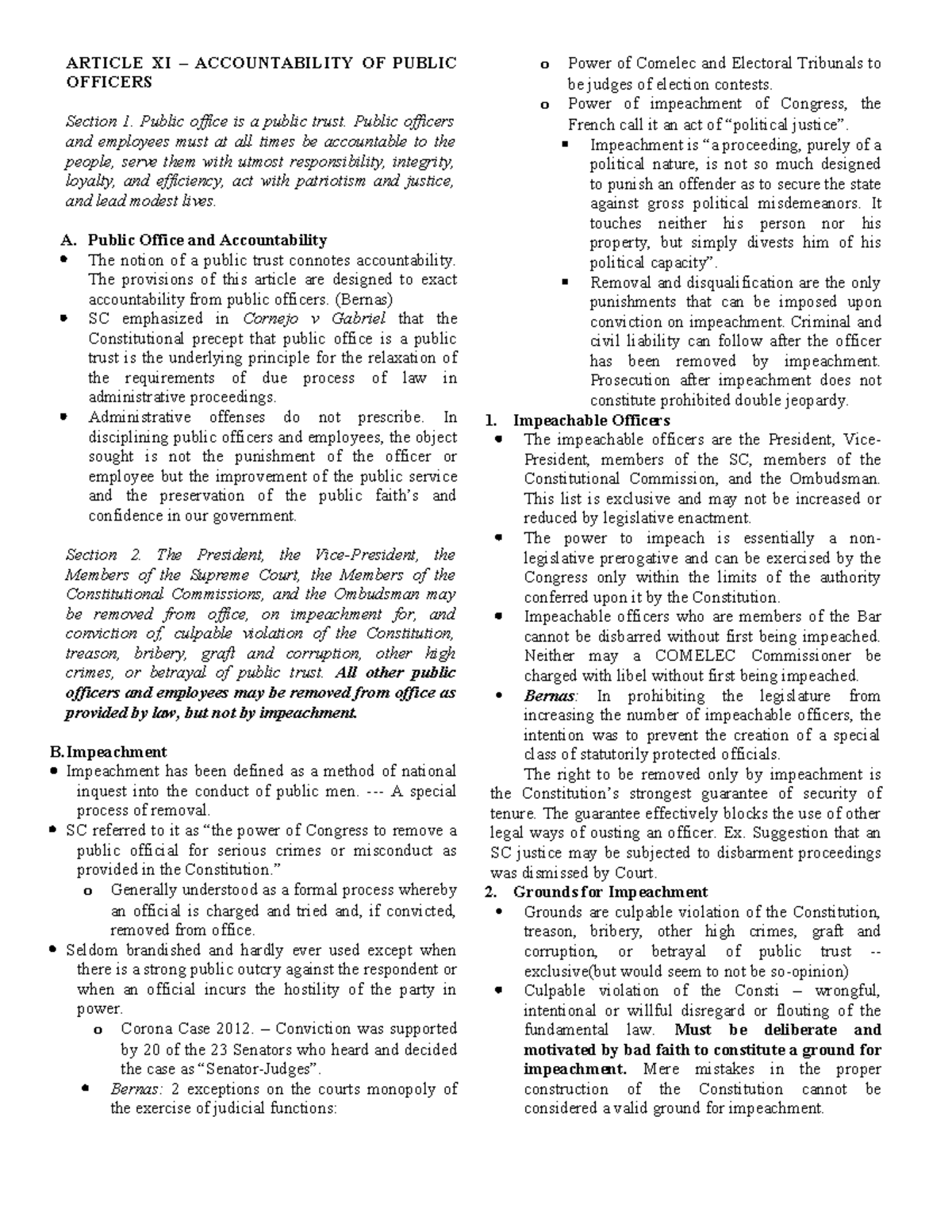 460178918 Article XI Summary: Accountability of Public Officers - Studocu