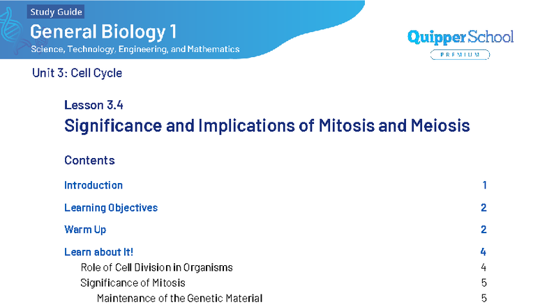 BIO1 11 12 Q1 0304 FD - Unit 3: Cell Cycle Lesson 3.4 Mitosis & Meiosis ...