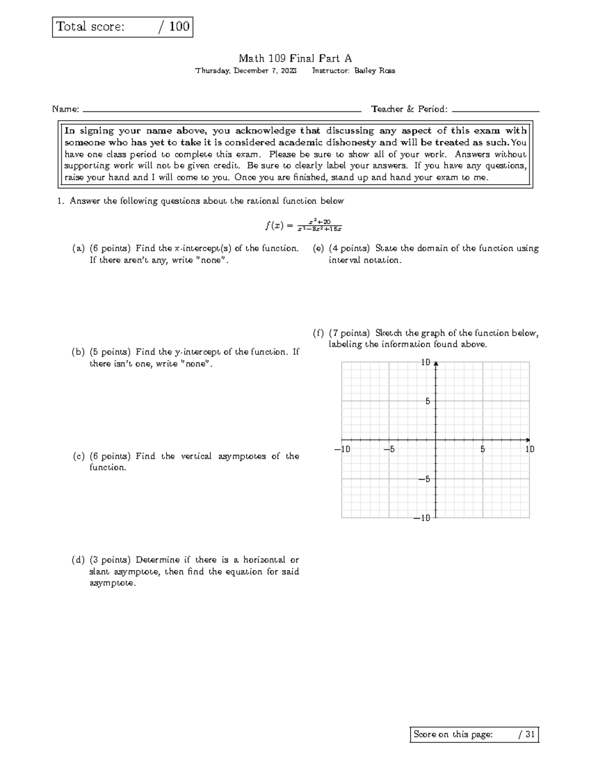 Math 109 Final Exam Part A - Studocu