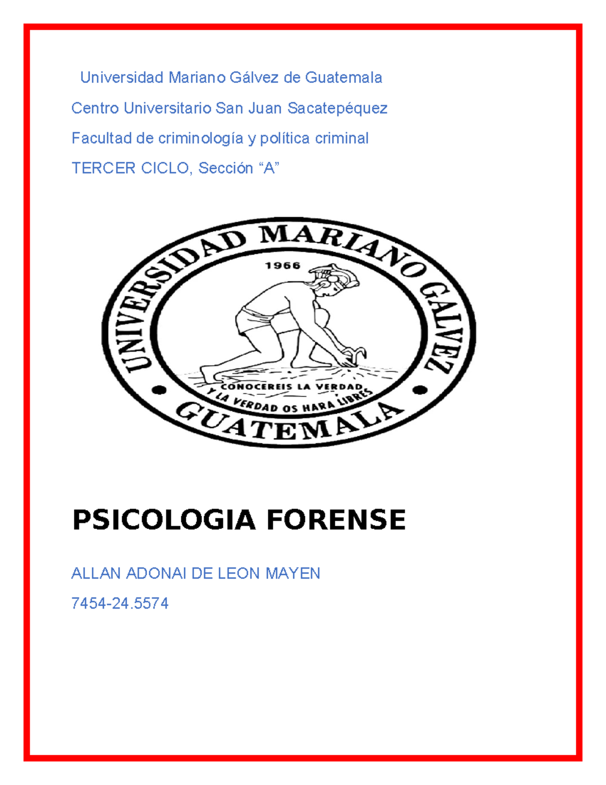 Psicologia forese - Ueueueueue - Universidad Mariano Gálvez de ...