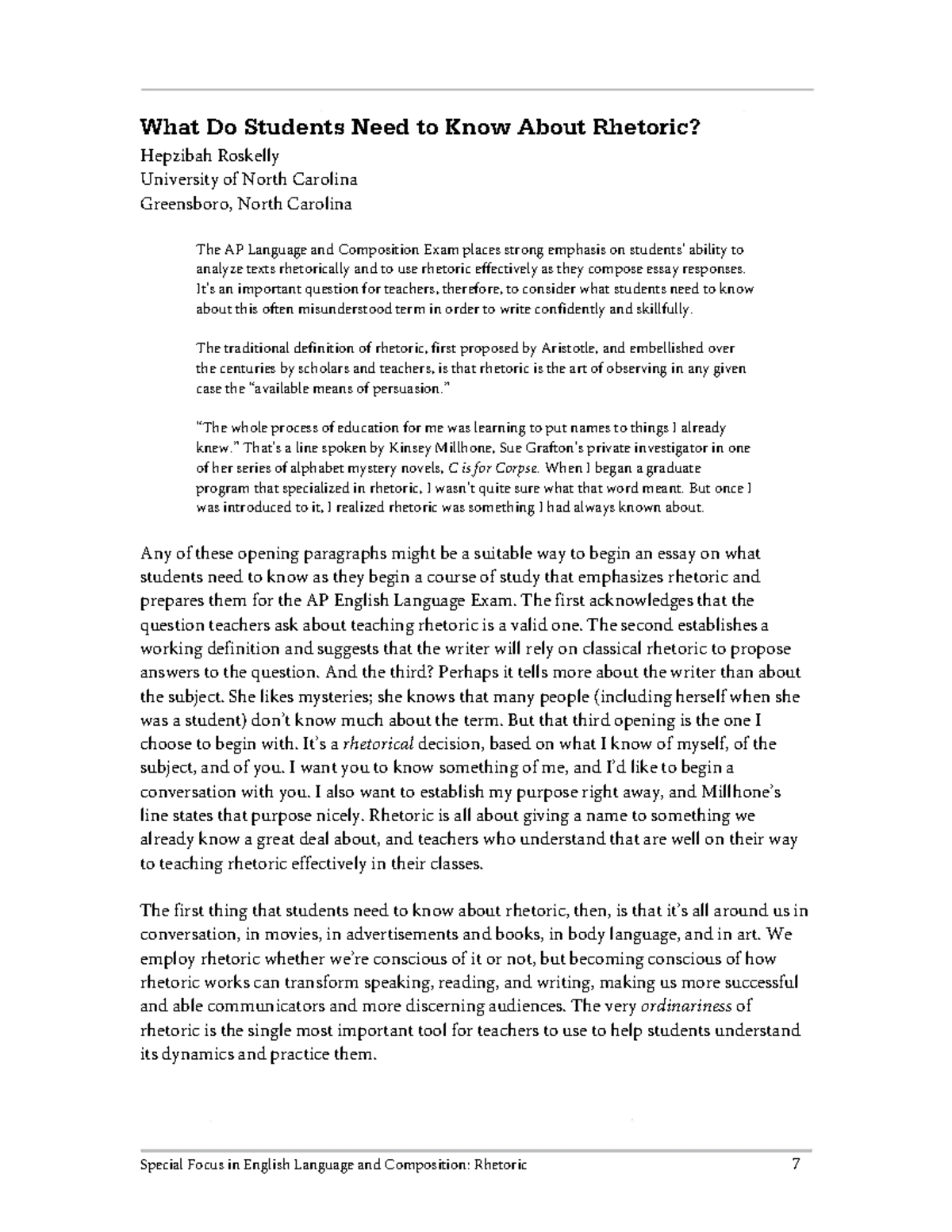 AP06 English Language & Composition: Understanding Rhetoric - Studocu