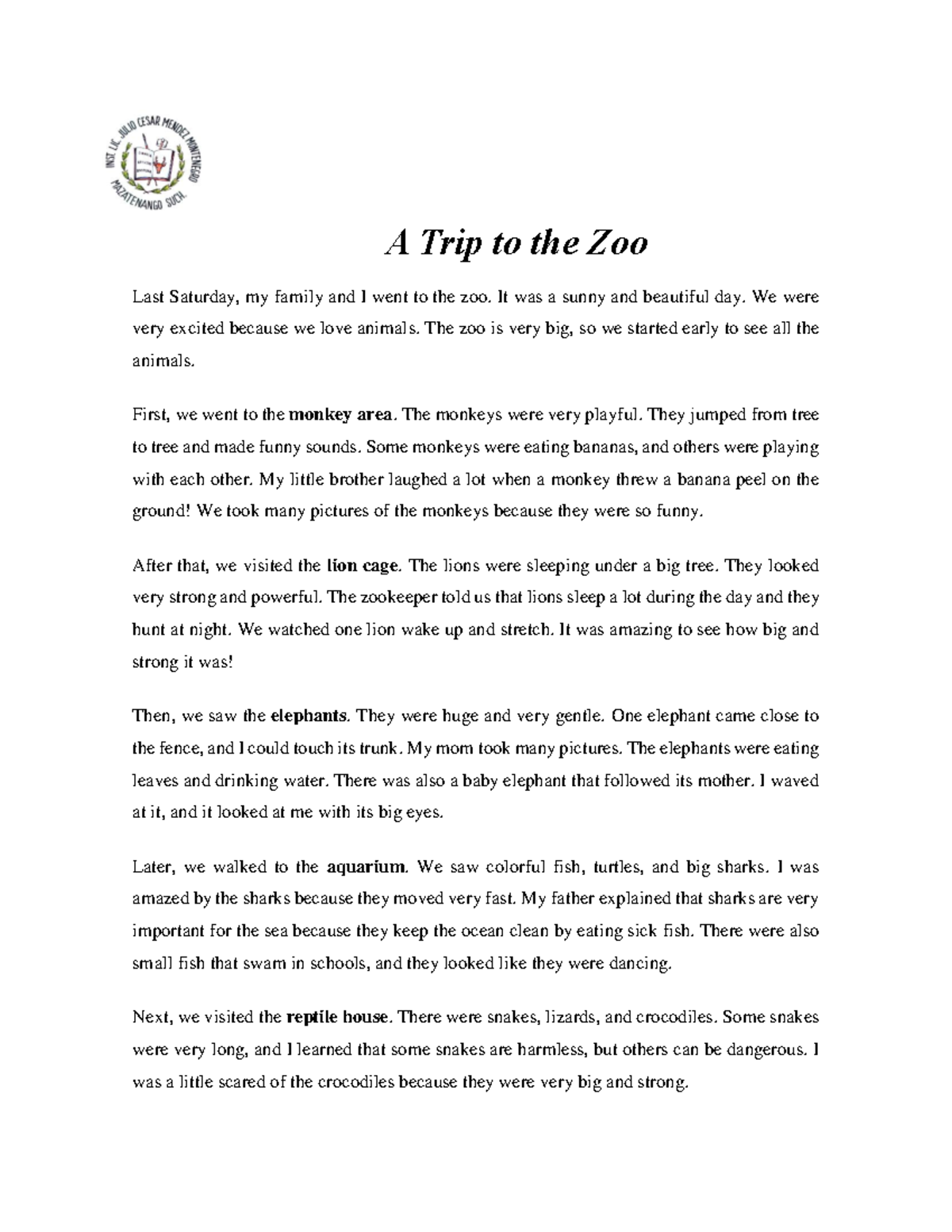 A TRIP TO THE ZOO - Family Adventure and Animal Encounters - Studocu