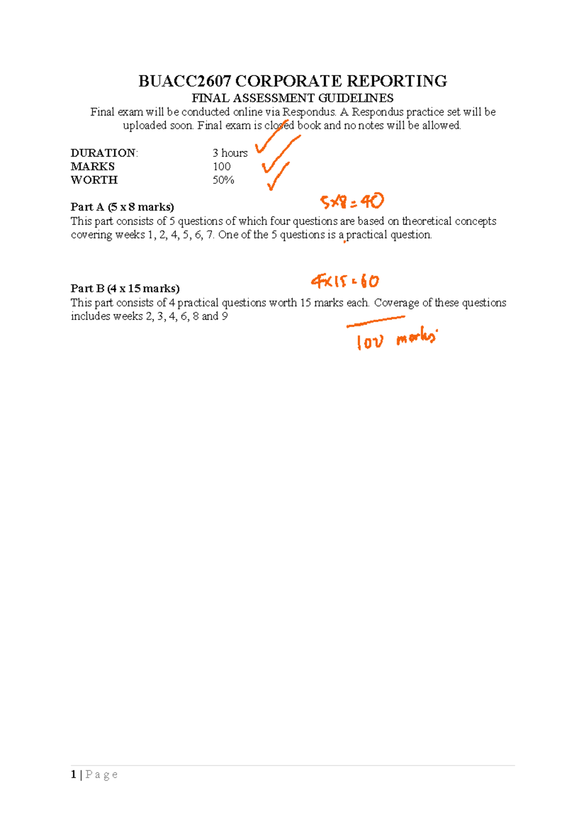 BUACC2607 CORPORATE REPORTING FINAL EXAM PRACTICE QUESTIONS - Studocu