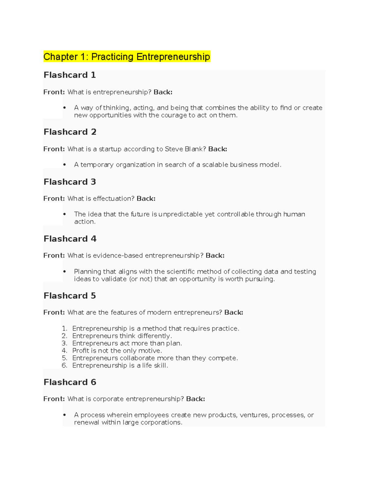 COMM320 Flashcards Chapter 1 - Chapter 1: Practicing Entrepreneurship ...