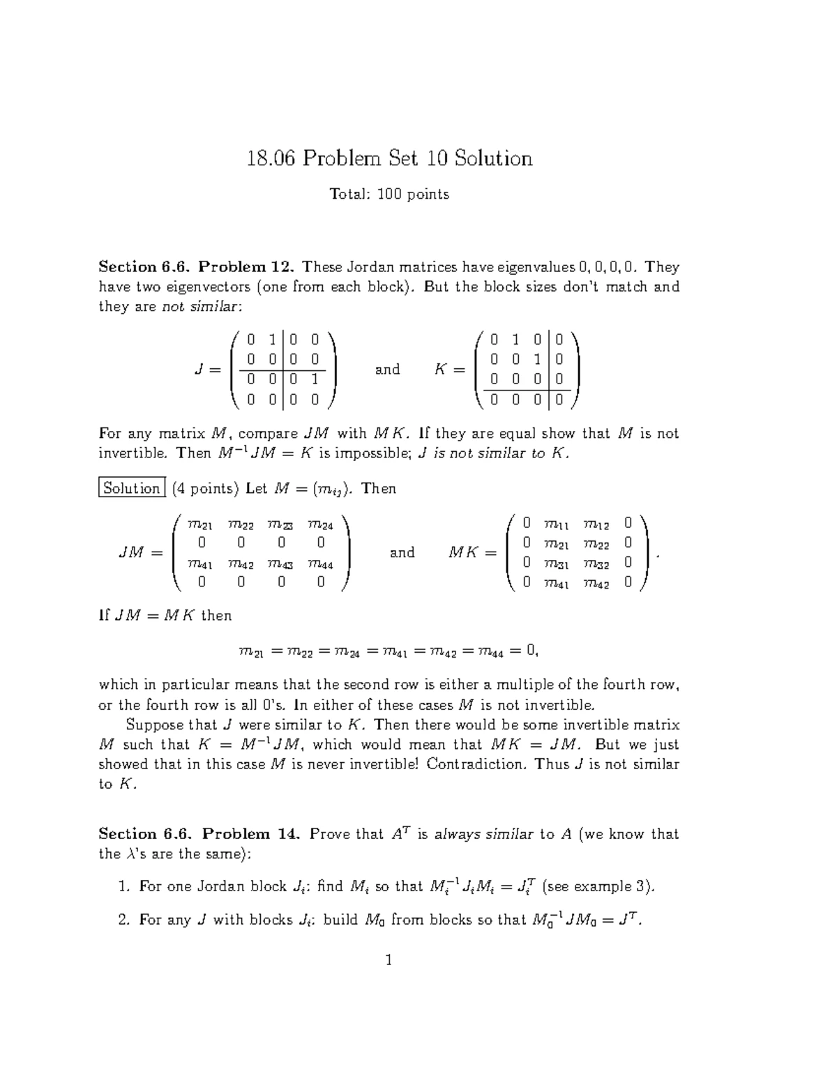 18.06 Linear Algebra Problem Set 2 Solutions and Explanations - Studocu