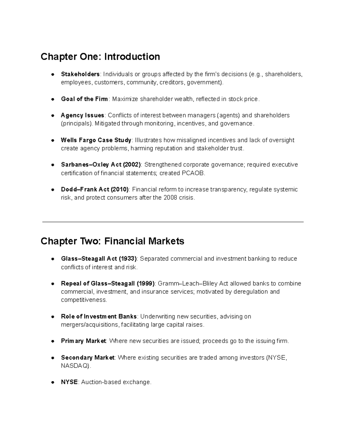 FIN 300 Study Guide: Key Financial Concepts, Ratios & Valuation ...