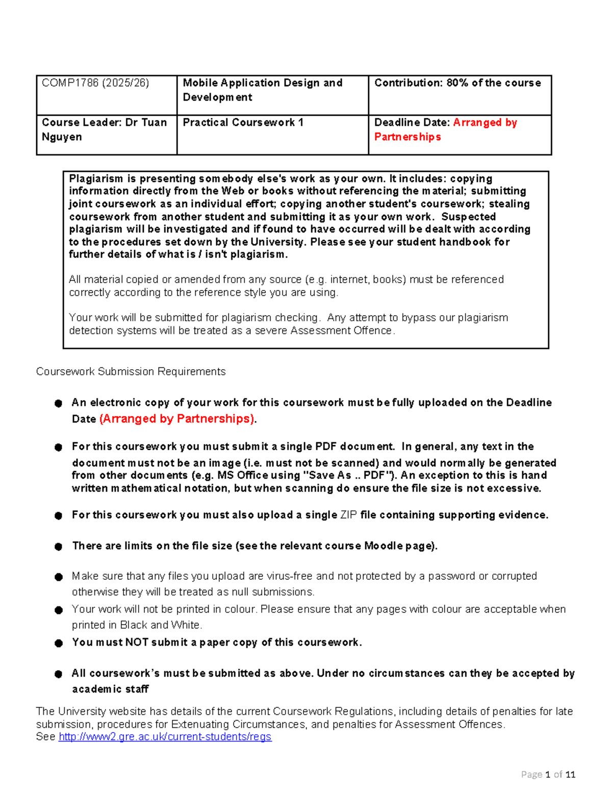 CW2 COMP1786 Mobile App Design & Development Coursework Guidelines ...