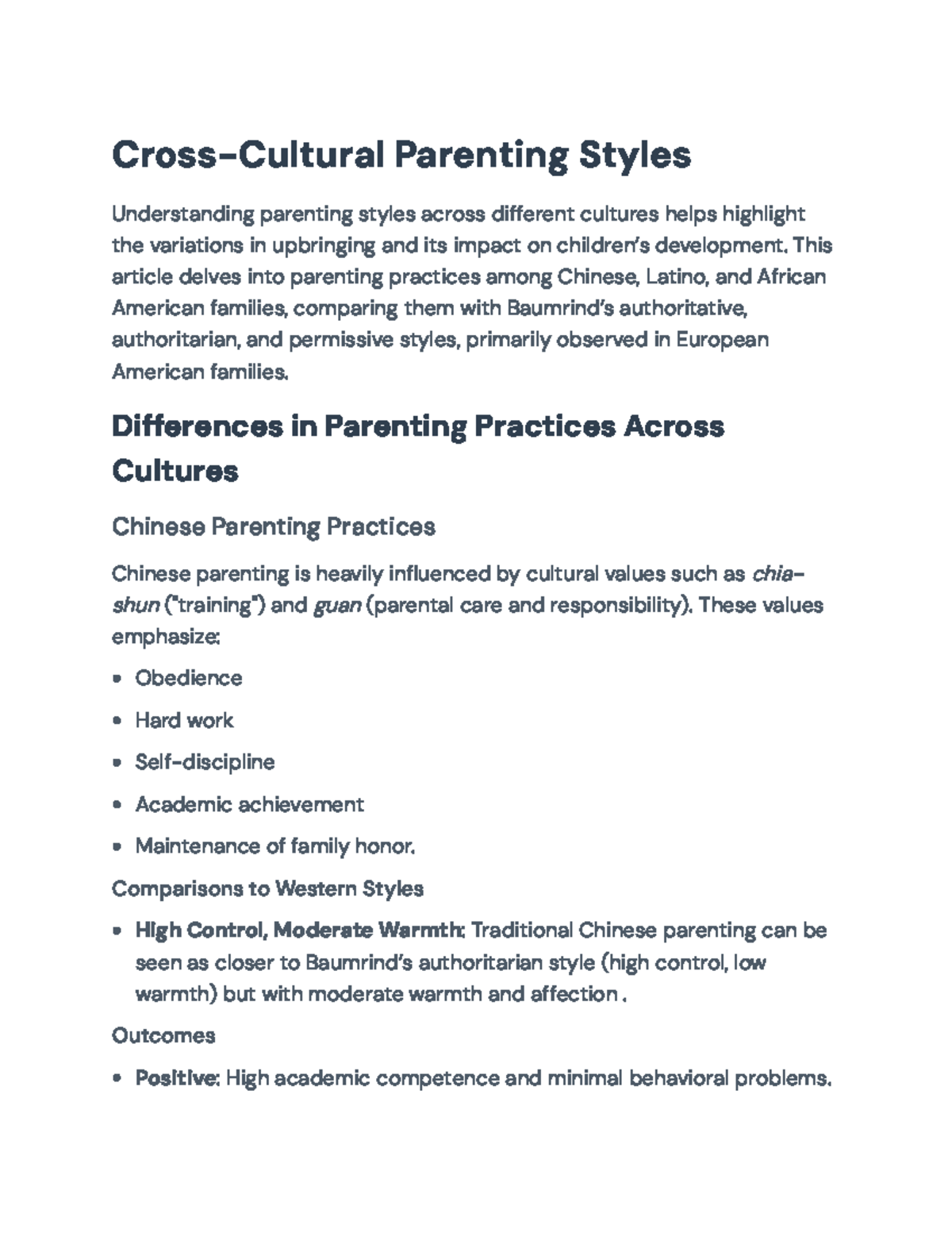 Cross-Cultural Parenting Styles: Impacts on Child Development and ...
