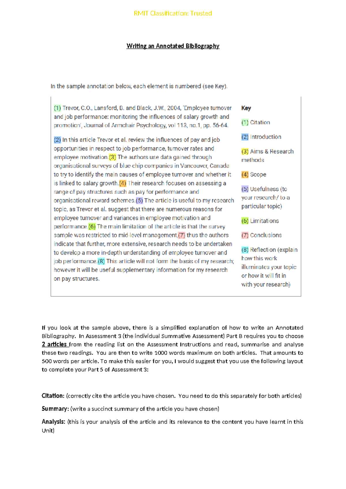 Writing an Annotated Bibliography 1 - RMIT Classification: Trusted ...