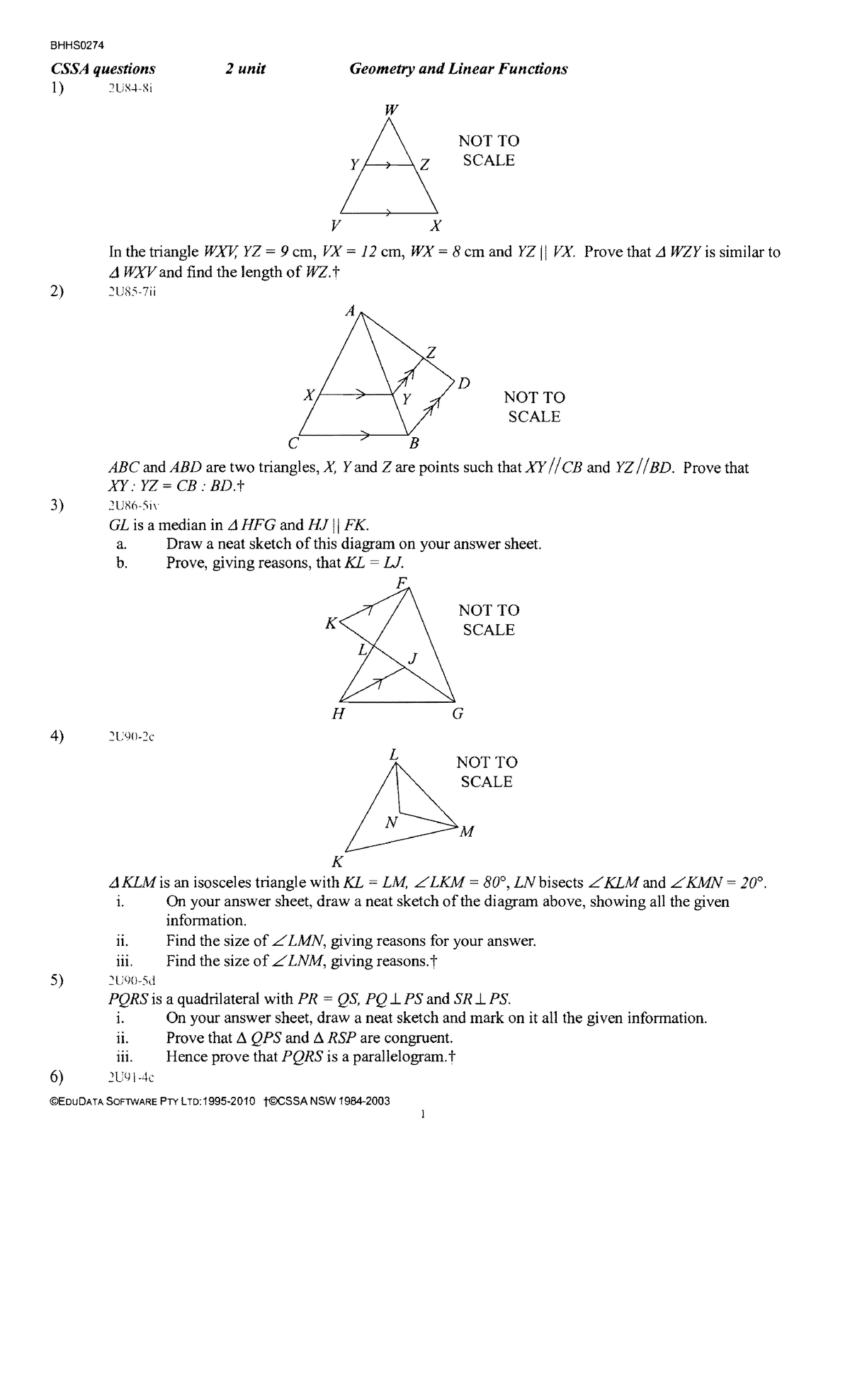 BHHS0274 Final Exam: Geometry & Linear Functions Questions - Studocu