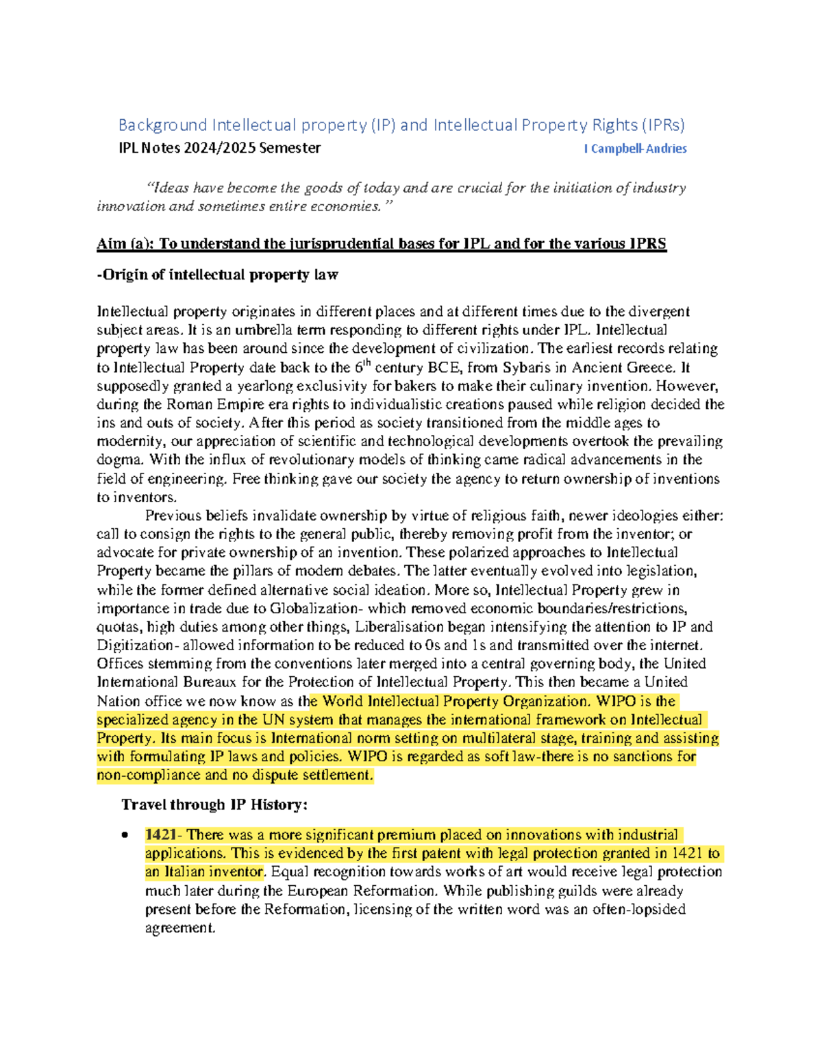 IPL Background Notes - Background Intellectual property (IP) and ...