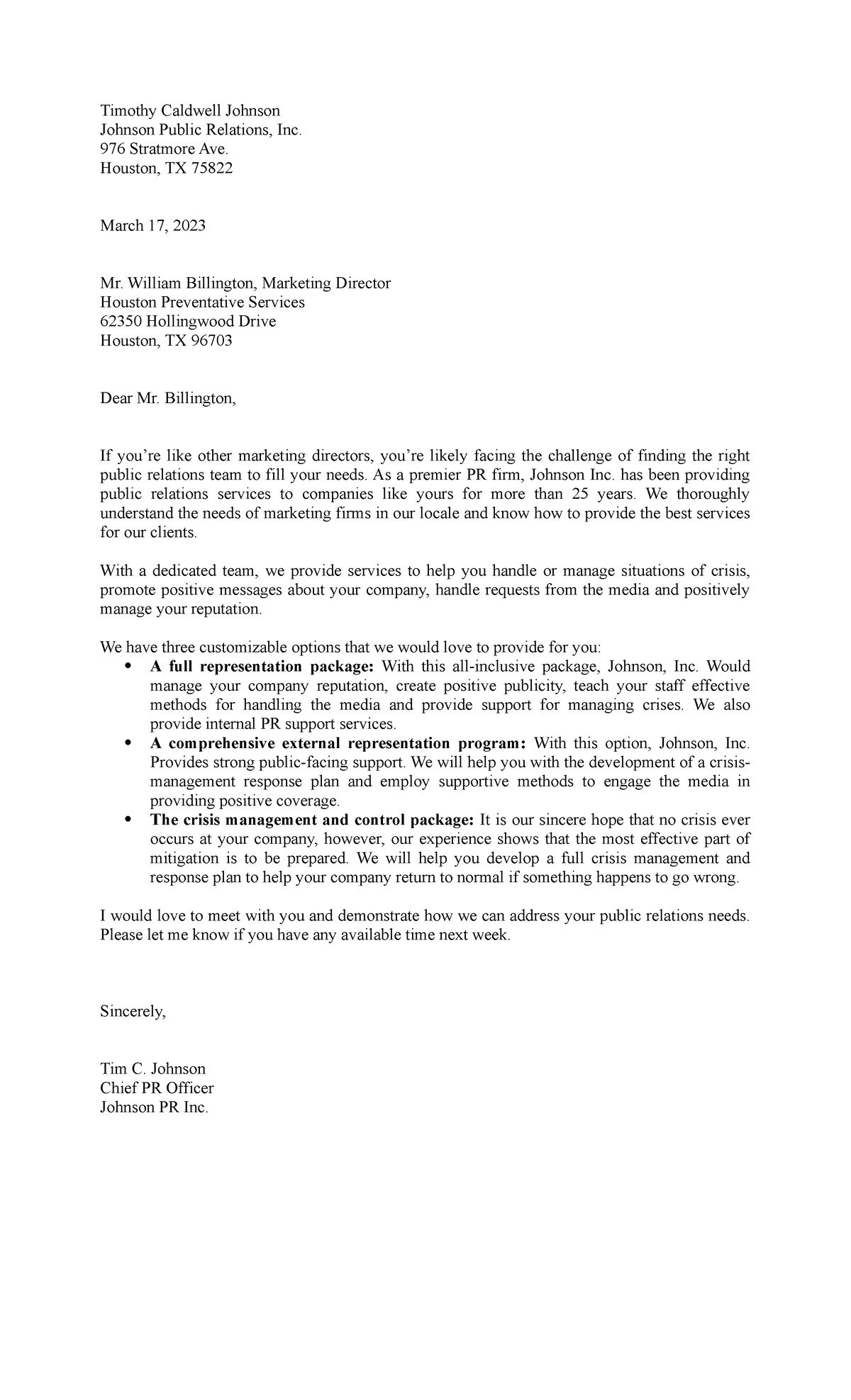 Pp2 - Sample letter for public relations services proposal - Studocu