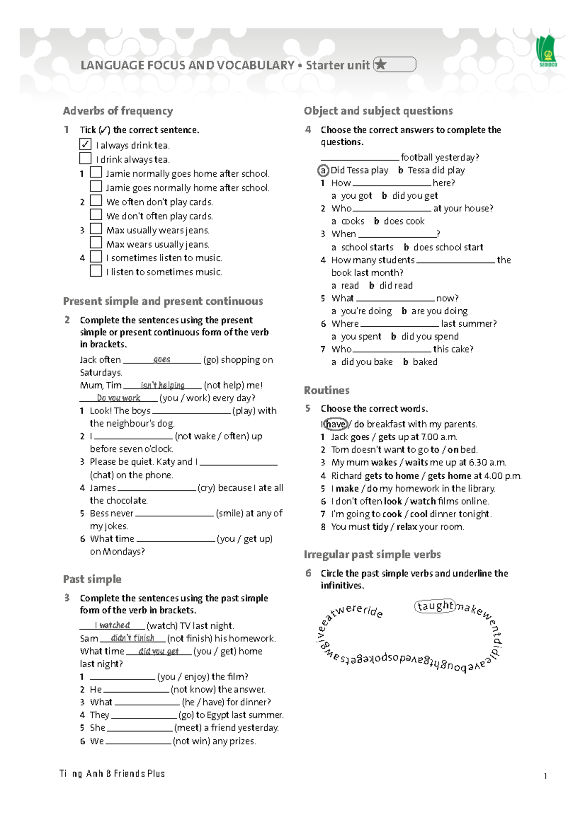 LANGUAGE FOCUS AND VOCABULARY Unit 1-7 Study Notes - Studocu