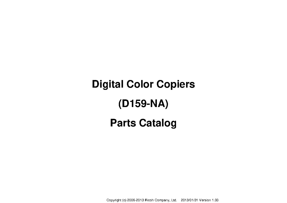Digital Color Copier Parts Catalog - Model MP2501 (Version 1.00) - Studocu
