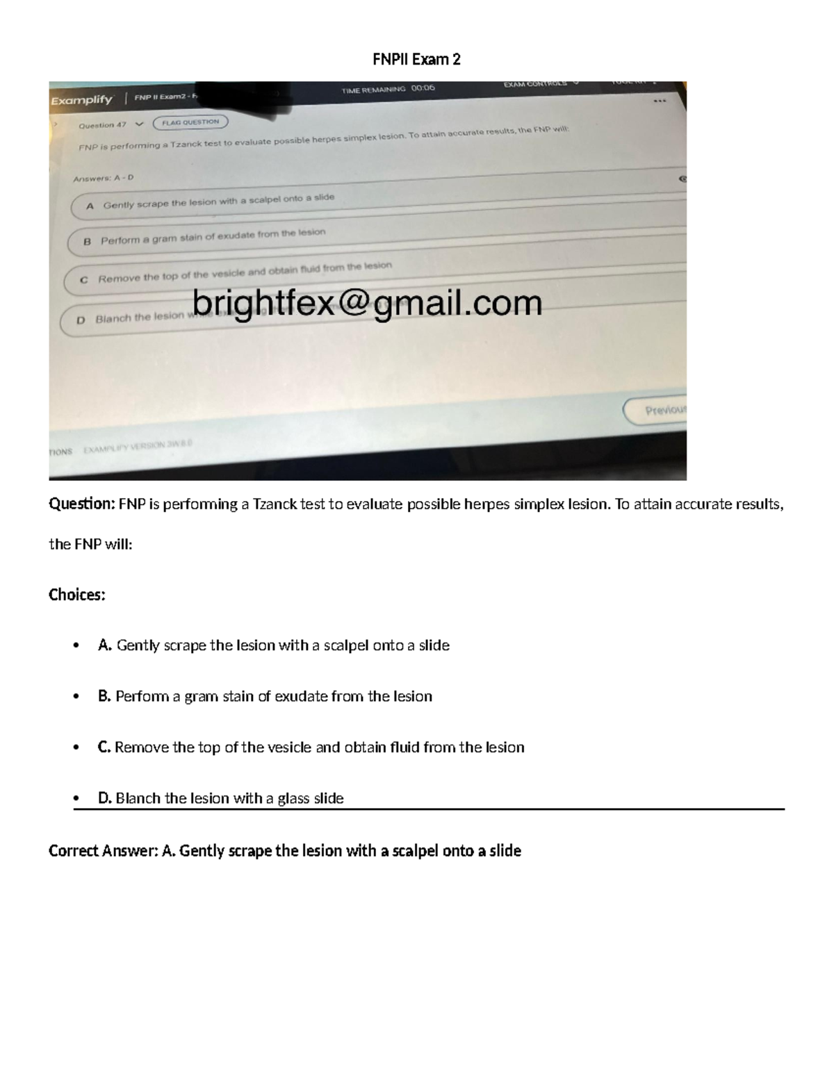 FNPII Exam 2: Tzanck Test for Herpes Simplex Evaluation - Studocu