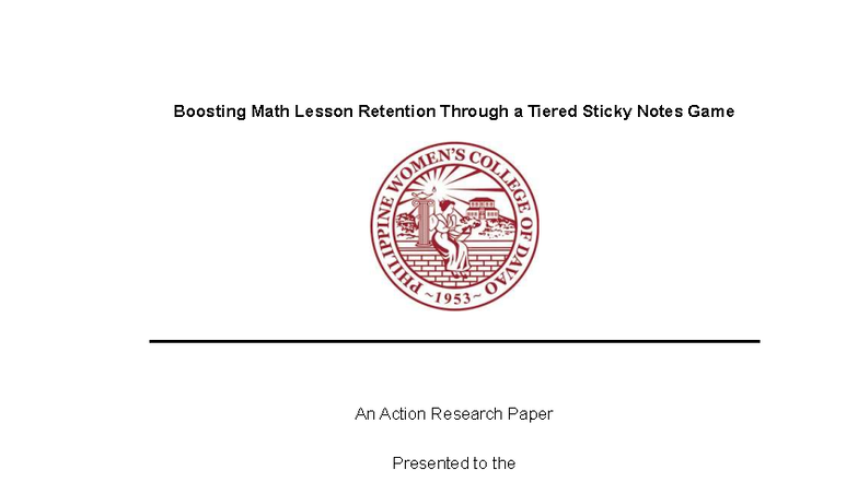 CBAR- MATH LESSON RETENTION via TIERED STICKY NOTES GAME - Studocu