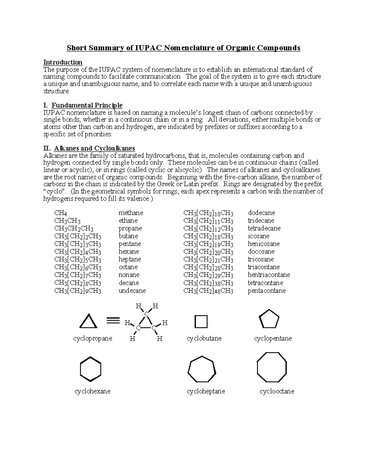 IUPAC Nomenclature of Organic Compounds: A Comprehensive Summary - Studocu