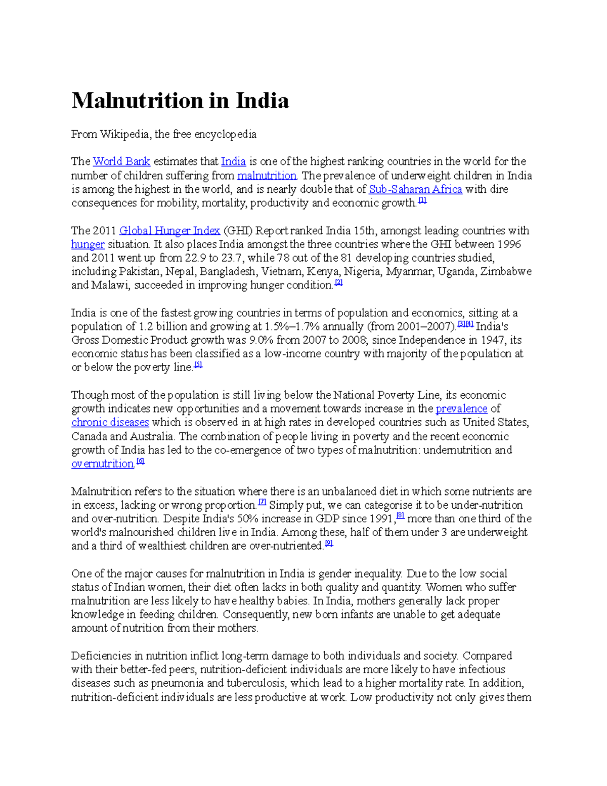 Malnutrition in India: A Critical Analysis of Causes and Solutions ...