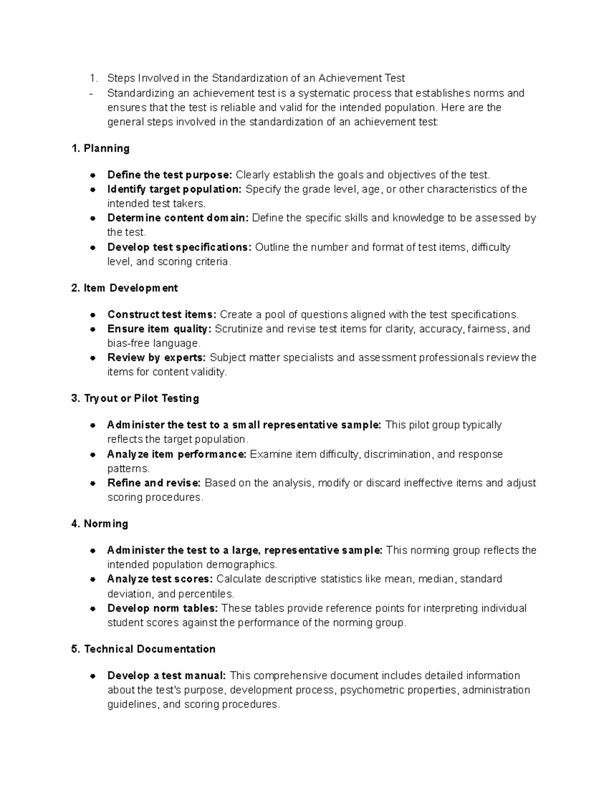 Standardization Process for Achievement Tests: Key Steps and Guidelines ...