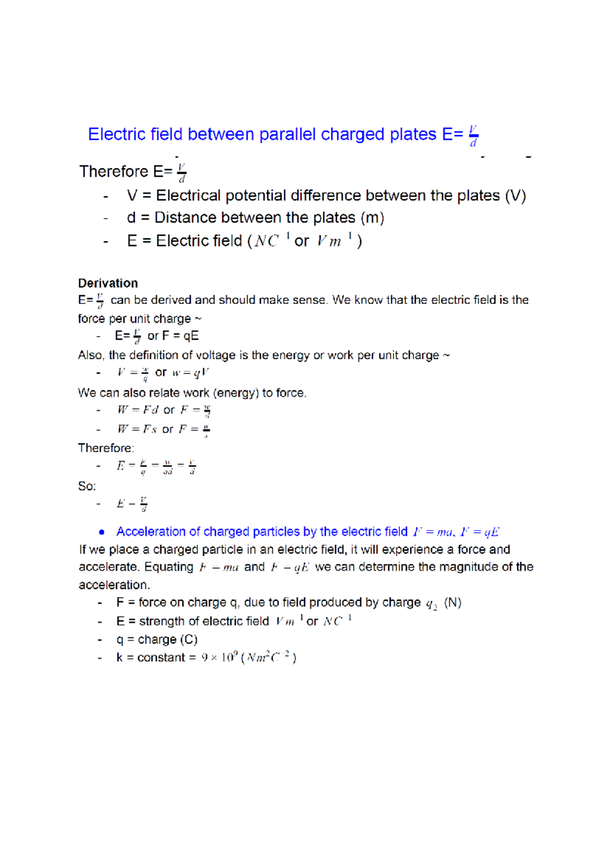 Physics Module 7: Electric Field & Potential Difference Analysis - Studocu