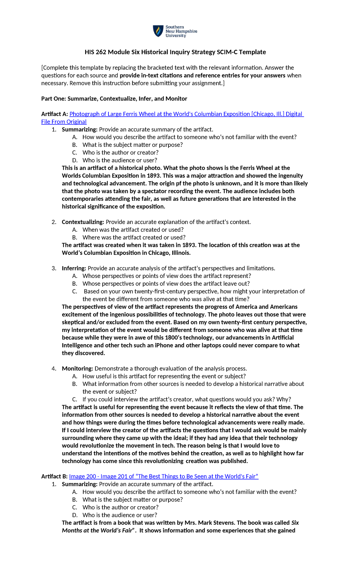 HIS 262 Module 6 Historical Inquiry Strategy Template - Studocu