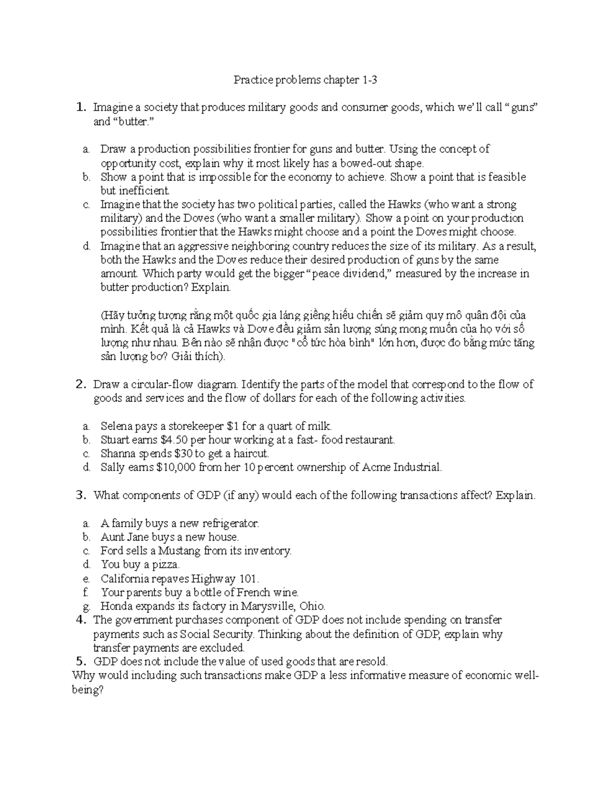 Practice Problems for Chapter 1 - Economics 101 - Studocu
