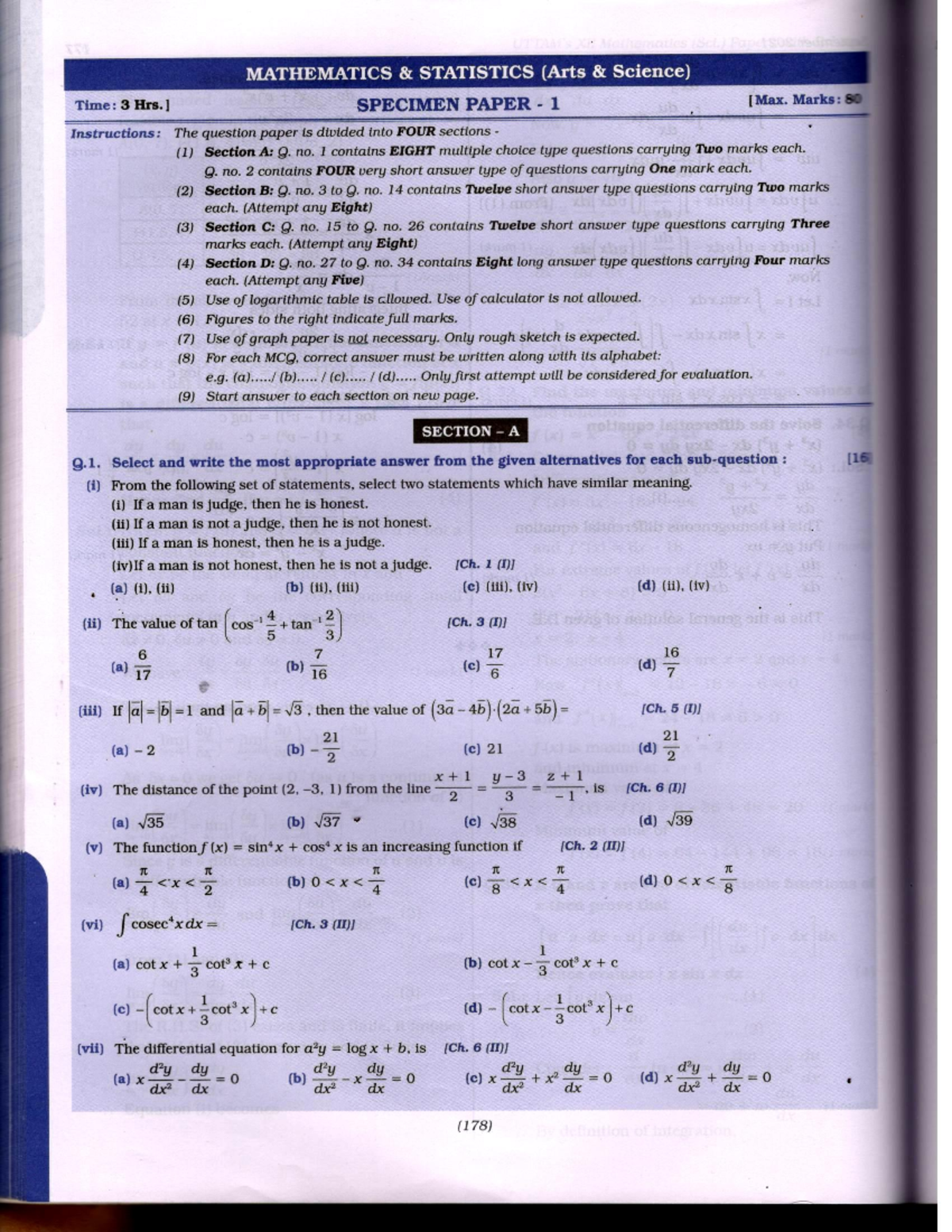 Maths SPE - 1,2,3 WITH Solution - MATHEMATICS STATISTICS (Arts Science ...